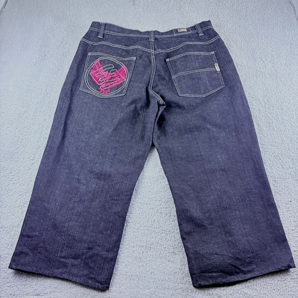 Enyce Baggy Denim Jeans Mens 38 Black Vintage Y2K Red Eagle Graphic E09953 M115